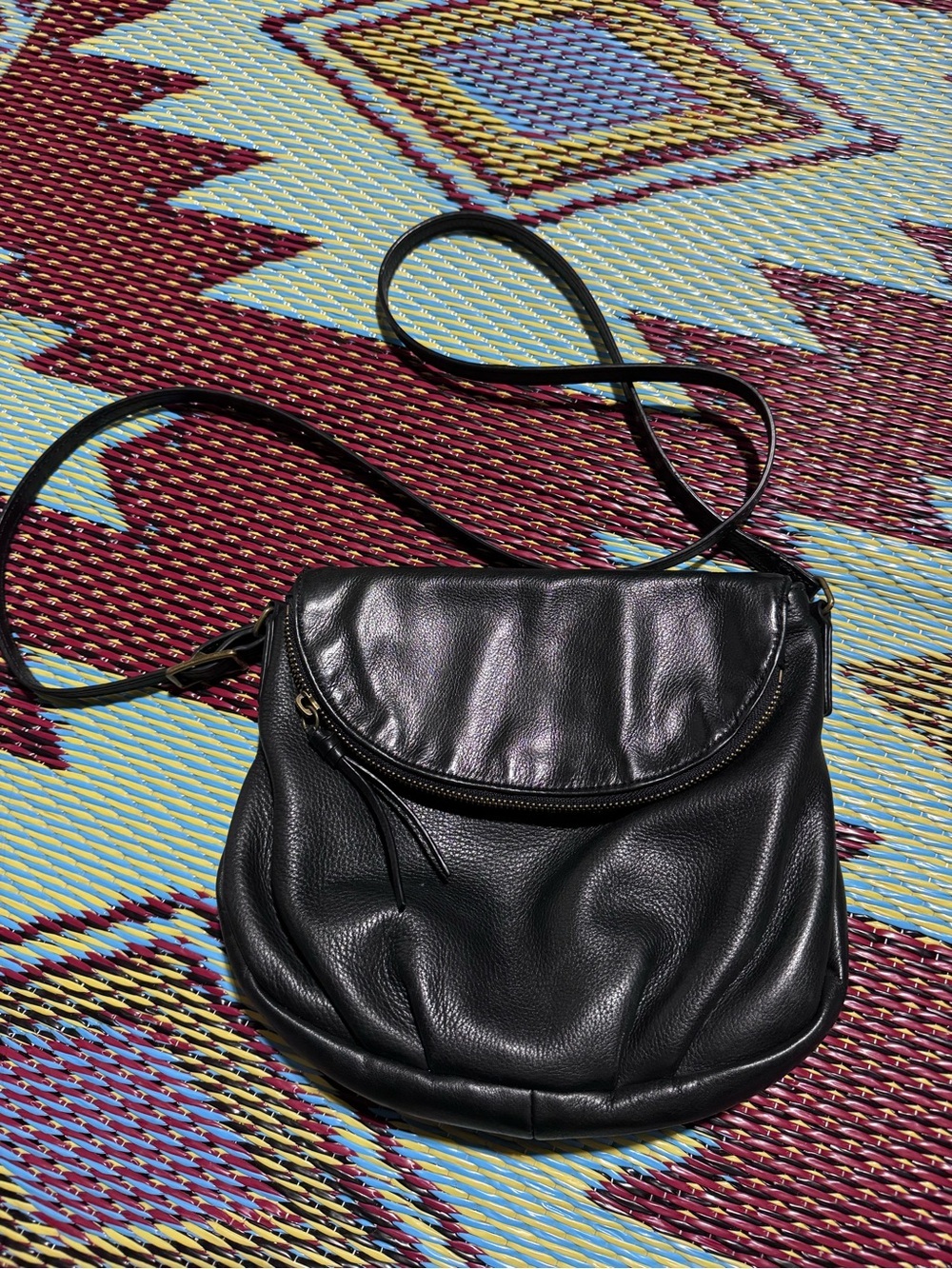 Margo black leather hobo flap bag